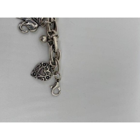 Oriental Elephant and Heart Charm Bracelet Sliver Tone - Picture 12 of 12